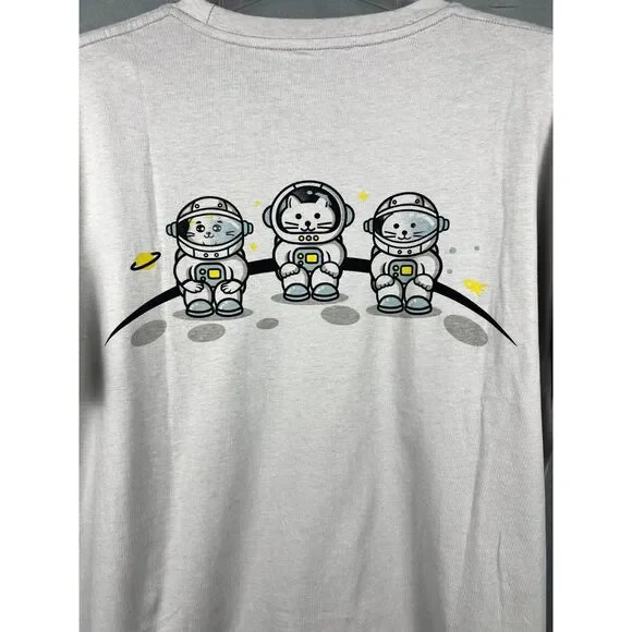 Space Cat T-Shirt Cat Lovers Perfect Gift Funny Cute Summer Gray NASA SZ XL:NWT - Picture 5 of 9